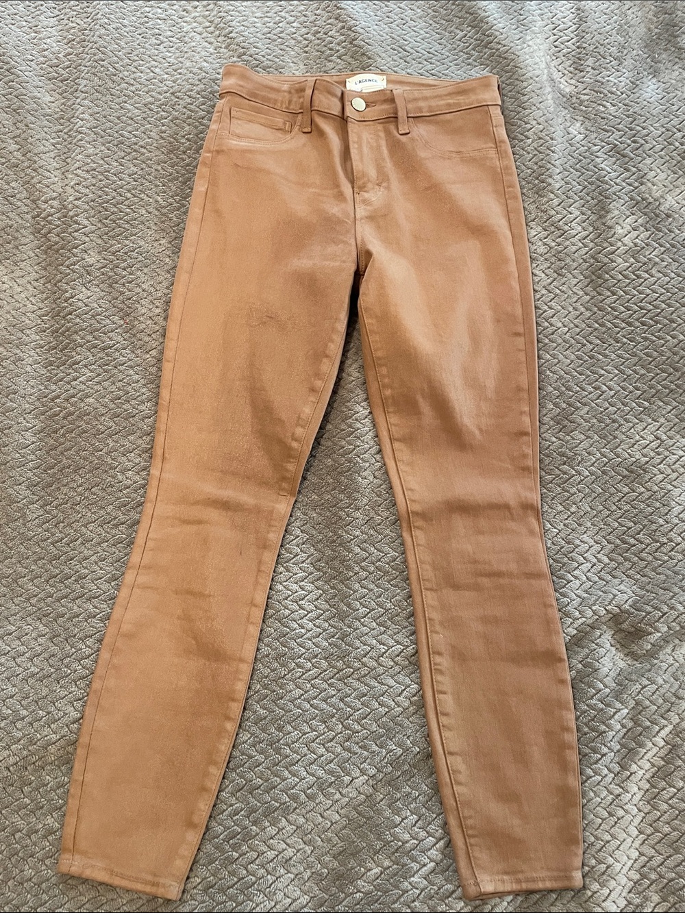 L’agence Margot coated cropped Jeans in Nutmeg